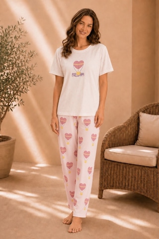 Nisanca Luna Kısa Kol Kadın Pijama Takımı Yumuşak Dokulu, Nefes Alabilir, Rahat Ev Giyim Seti Pudra