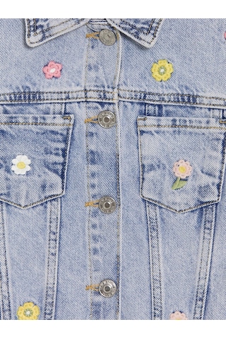 LC Waikiki Lcw Kids Mavi Gömlek Yaka Nakışlı Kız Çocuk Jean Ceket Lıght Blue Acıd