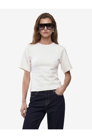 Koton Modal Kumaş Slim Fit Kısa Kollu Bisiklet Yaka Tişört Ekru 6sak50389ek