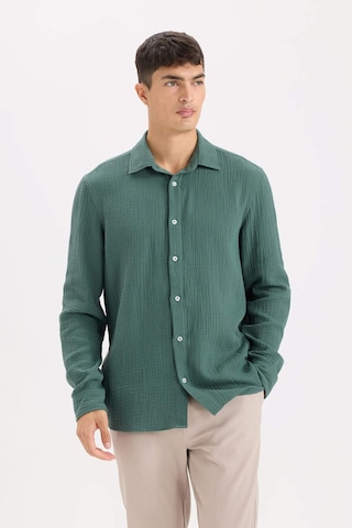 DeFacto %100 Pamuk Regular Fit Polo Yaka Müslin Uzun Kollu Gömlek W7832AZ25SPGN1259