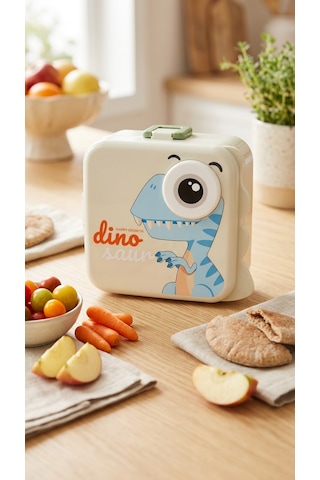 Leva 3 Bölmeli Plastik 2 Katlı Hayvan Figürlü Beslenme Kutusu 1120ml+70 Ml Taşıma Kabı Lunch Box Pls Açık Yeşil