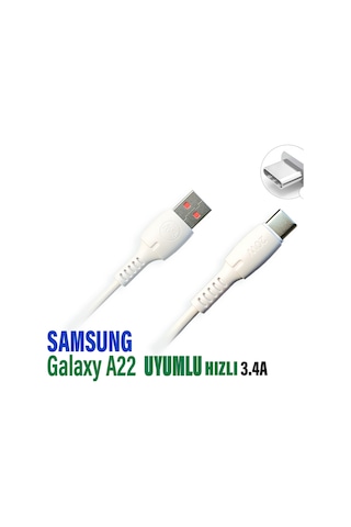 Samsung Uyumlu A22 Şarj Kablosu 3.4a 20w Hızlı Type C Şarj Kablosu