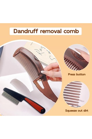 Hombey Stainless Steel Saç Kefesi Seti: İnce Dişli Kuru Kül Alıcı Ve Boşluklu Dişli Baş Derisi Masaj Aleti Siyah Diğer