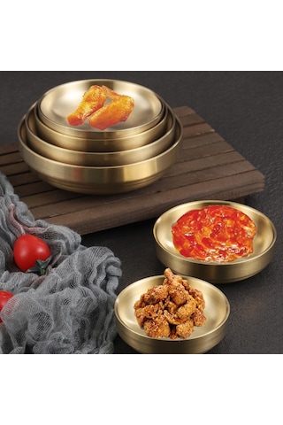 Sones 304 Paslanmaz Çelik Sos Kabı Mutfak Izgara Baharat Kabı Çatal Bıçak Takımı, Model: 17cm Altın