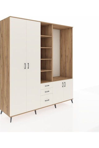 Kronos Dolap 13 Raflı 3 Çekmeceli 4 Kapaklı 220x59x243 Çam-aytaşı/aytaşı Aytası/aytası