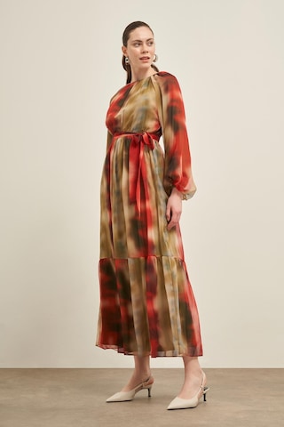 Ftz İpek Şifon Elbise Nar 31028 Nar