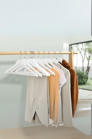 6 Lı Ahşap Görünümlü Askı Beyaz 44 Cm Beyaz