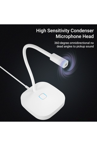 Ranyeek Beyaz Usb Omnidireksiyonel Kondansatör Mikrofon - Masaüstü Konferans, Canlı Yayın, Oyun Ve Ses İletimi İçin G22 Gansa Boyunlu Mikrofon