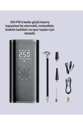 Hubrendy Kargo 80w Kablosuz Dijital Ekranlı Taşınabilir Lastik Şişirme Pompası