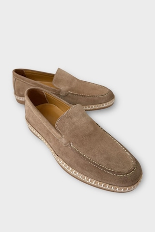 Erkek Hakiki Süet Deri Espadril Ayakkabı Bej Bej