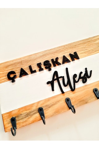 Psacraft Masif Ahşap Anahtar Askısı İsme Özel 26 X 13 Cm Kahverengi