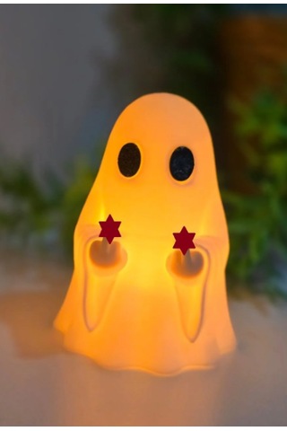 2'li Nah Çeken Ve Orta Parmak Yapan Hayalet Figür Aydınlatmalı 2 Adet Tealight Mum Hediyeli 0