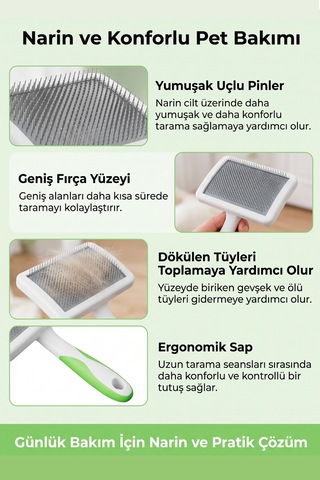Andis Yumuşak Pimli Large Hassas Tarama Fırçası Köpekler İçin Kaygan Fırça