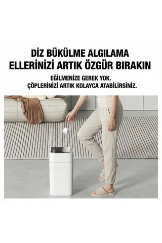 12 Litre Otomatik Hareket Sensörlü Çöp Kovası, Banyo Çöp Kovası, Çöp Kutusu Beyaz