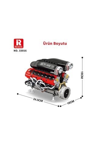 Reobrix Technic 33016 Ferrari Daytone Sp3 Motor Bataryalı&motorlu Yaratıcı Yapı Blok Seti Building Blocks - 1240 Parça