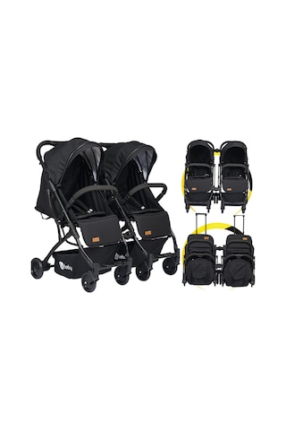 4 Baby Black İkiz Bebek Arabası Drone Sky Kabin  Sistem