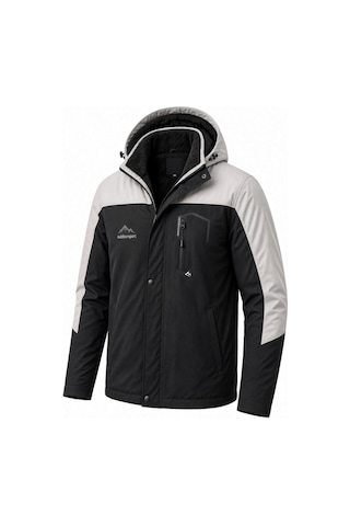 Oksit Tuc 1032 İçi Polar/kürk Astarlı Su İtici Termal Softshell Erkek Mont - Soğuk Geçirmez Spor Kaban Siyah