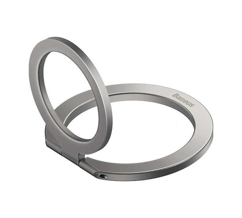 Lemestar Baseus Metalik Çift Katlı Manyetik Parmak İşi Tutucu - Cep Telefonu Masaüstü Destekleyici, Ince, Kolay Saklanabilir, Gümüş Renk