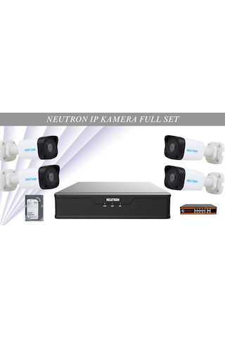 Neutron 4 Lü 2mp Sesli Ip Kamera Güvenlik Seti Nvr + Hdd + Poe Switch