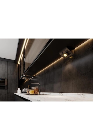 Tezgah Altı Priz 2'li - Antrasit Gri - 3 Watt Led Spot Ve Anahtarlı Beyaz İşık