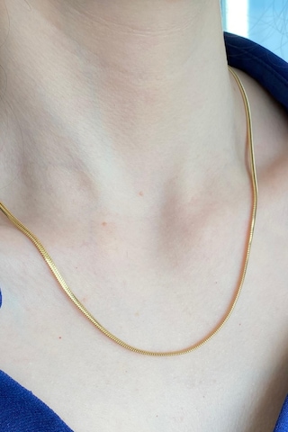 Zümrüt Sarraf 14 Ayar Yeşil Altın Kadın Tondo Ezme Zincir Kolye N11.47505