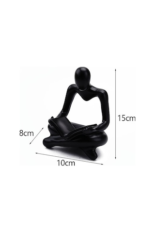 Fastbuy Modern Akrilik Okuyucu Heykeli, Salon Kütüphane Dekoru, Siyah Ev Dekoru Figur, Dayanıklı, Sanat Heykeli, Konforlu Ev