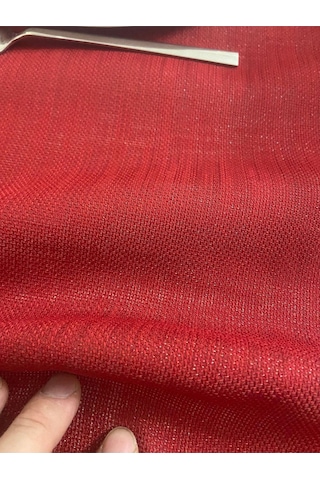 Simli Dertsiz Salon Masa Örtüsü Kırmızı 13 Parça