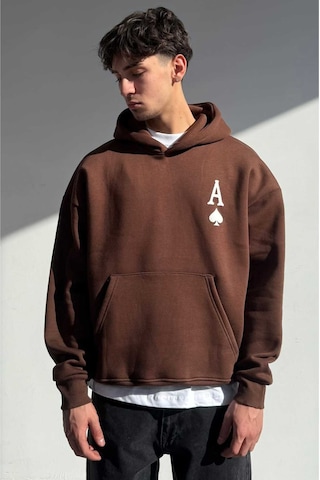 Zaee A Baskılı Oversize Premium Sweatshirt Kahverengi