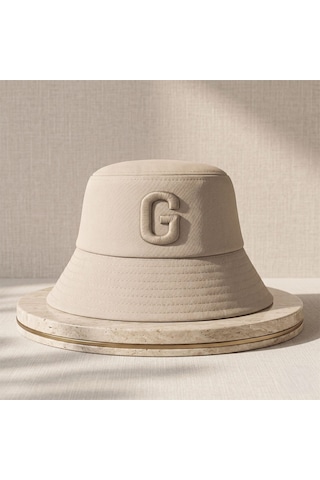 Bk Gift Kişiye Özel Harf Nakışlı Unisex Bucket Şapka Kahverengi Pamuk Gabardin Kumaş Yazlık Şapka