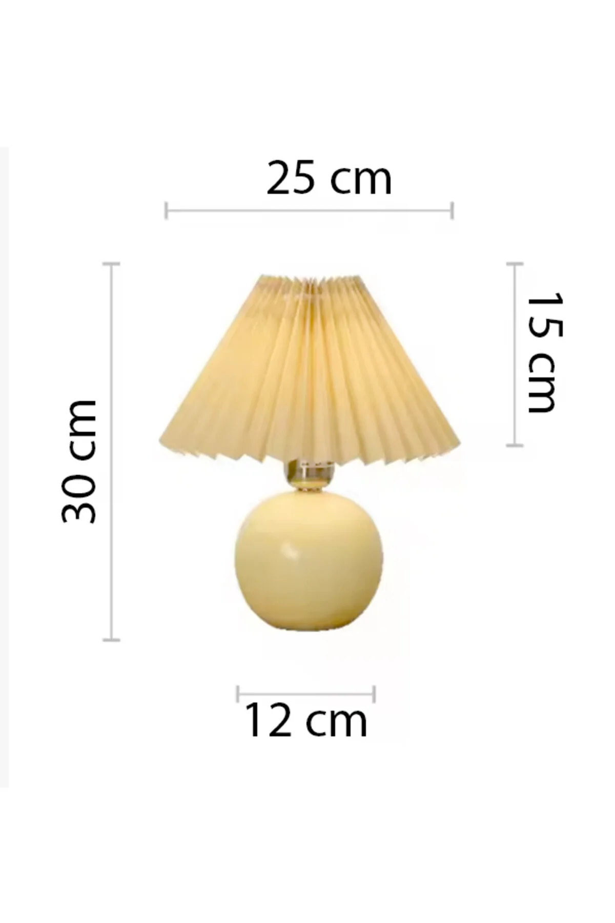 Vintage Pileli Seramik Komidin Yatak, Oturma, Çocuk Odası Çalışma Masası Ve Gece Lambası KREM RENK