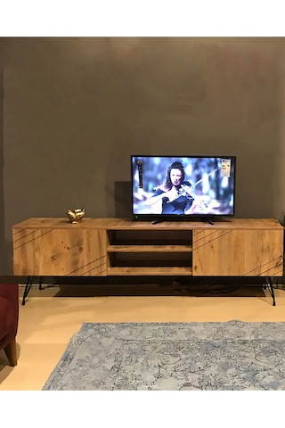 Yat Tv Ünitesi Çeviz Kare Çapraz Tek Alt Atlantik Çam Atlantik Çam