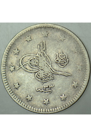 Iı. Abdülhamid Gümüş 2 Kuruş 129333. Kostantiniyye Darbı. Osmanlı İmparatorluğu.
