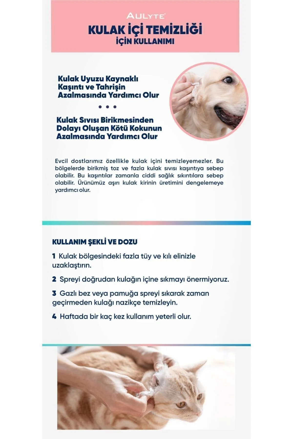 Kedi Köpek Göz, Kulak, Çene, Ağız Bakım Spreyi 1 Lt