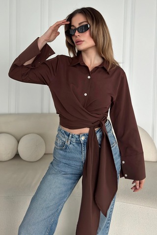 Bbbutikbasic Bağlamalı Poplin Gömlek Bb0250 Kahverengi