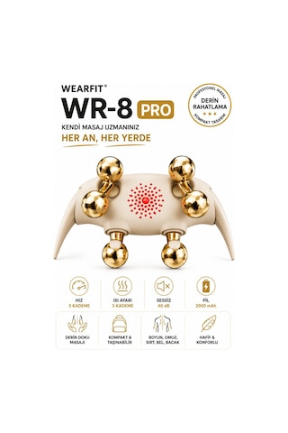 Wr-8 Pro Isıtmalı Şarjlı Masaj Aleti Kablosuz Boyun Omuz Sırt Bacak Derin Doku Masaj Cihazı Altın