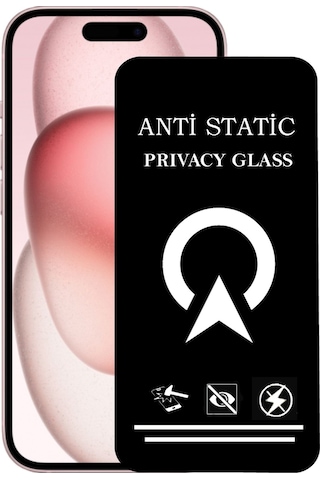 Apple iPhone 15 Uyumlu İle Tam Kaplayan Anti Statik Görünmez Safir Ekran Koruyucu Hayalet Cam