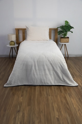 Linda 2 Parça Tek Kişilik Battaniye Seti - Ekru Ekru