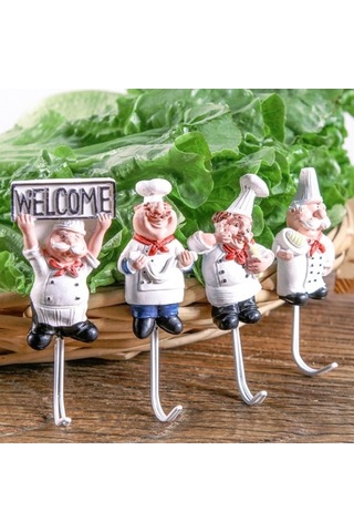 Dancemonkey Şekli Şef Paslanmaz Kancası Duvar Çelik 4'lü Paket Jp Ahşap