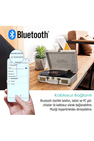 Record Master ST14012 Bluetooth Özellikli Retro Pikap Bej