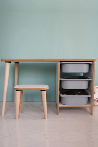 Moniev Çocuk Çalışma Masası Oyun Ve Etkinlik Masası Aktivite Gri