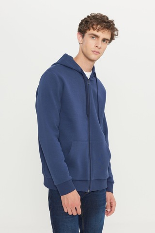AC&Co / Altınyıldız Classics Erkek Standart Fit Normal Kesim Kapüşonlu Fermuarlı Sweatshirt - Lacivert
