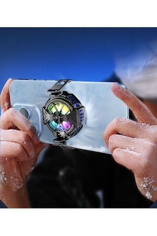 Mıknatıslı Mobil Fan Rgb Led Işıklı Isı Derece Göstergeli Gaming Live Cep Telefon Soğutucu Radyatörü