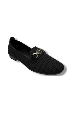 Ceylan Shoes 155-26 Triko V Toka Anatomik Kadın Babet Sıyah