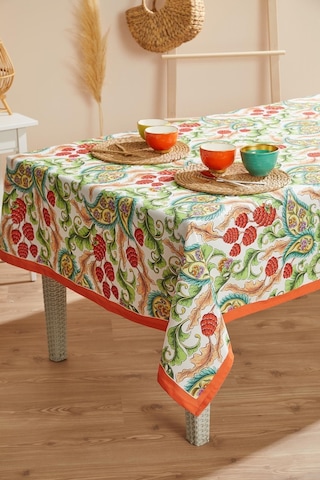 Turuncu Şal Desen Leke Tutmaz Masa Örtüsü