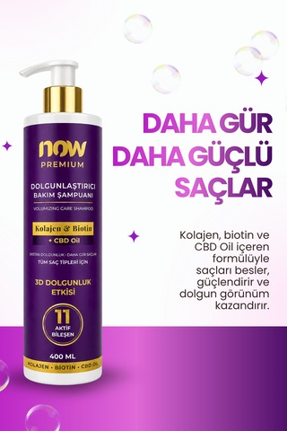 Now Premium Kolajen & Biotin Dolgunlaştırıcı Bakım Şampuanı 400 ML