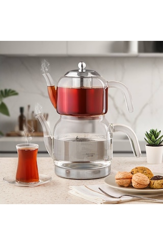 Aryıldız Brillante Cam Çaydanlık Takımı Şeffaf