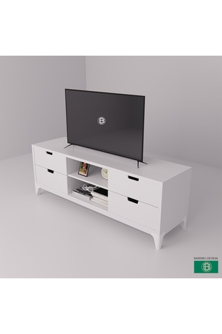 Tv Ünitesi 4 Çekmeceli Raflı Beyaz
