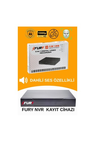 Fury 6 Kameralı Ip Güvenlik Kamerası Seti Sesli 4mp Gece Renkli Su Geçirmez 1506s 250gb