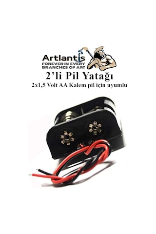 2 Li Pil Yatağı Deney 1 Adet Pil Yuvası Pil Kutusu Aa Kalem Kalın Pil 2x1,5 Volt Yaylı Pil Yuvası