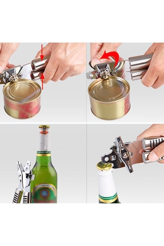 Mufunye Stainless Steel Manuel Konserve Açıcı, Çok İşlevli Cam Kavanoz Açma Aleti, Plastik Kollü Mutfak Gereci H3-001 Çok Renkli